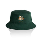 Stay Weird, Guitar Playing Frog On A Snail AS Colour Bucket Hat Forest Green One Size As Colour Bucket Hat animal Music Printed In Australia