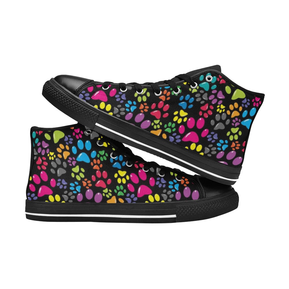 Dog Paws - Kids High Top Canvas Shoes