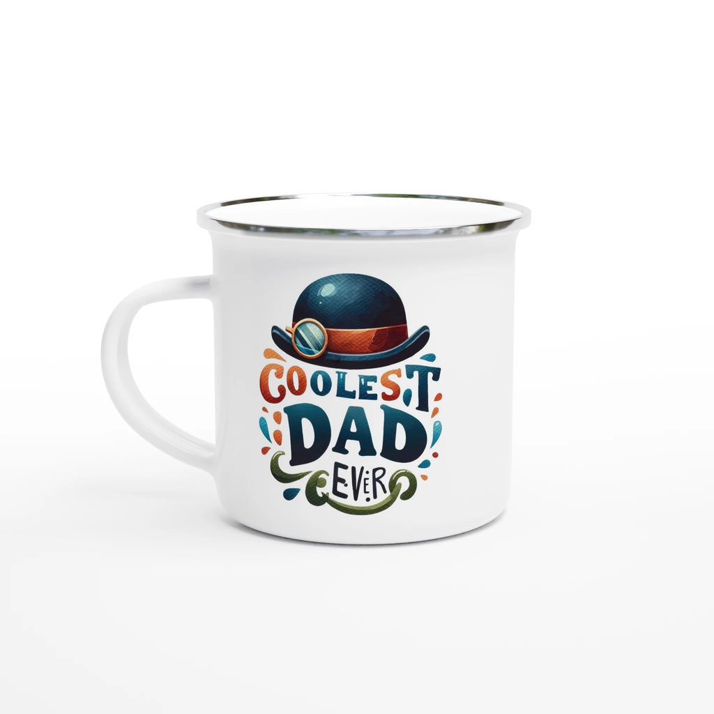 Personalise - Coolest Dad Ever - White 12oz Enamel Mug Default Title Personalised Enamel Mug customise Dad Globally Fulfilled personalise