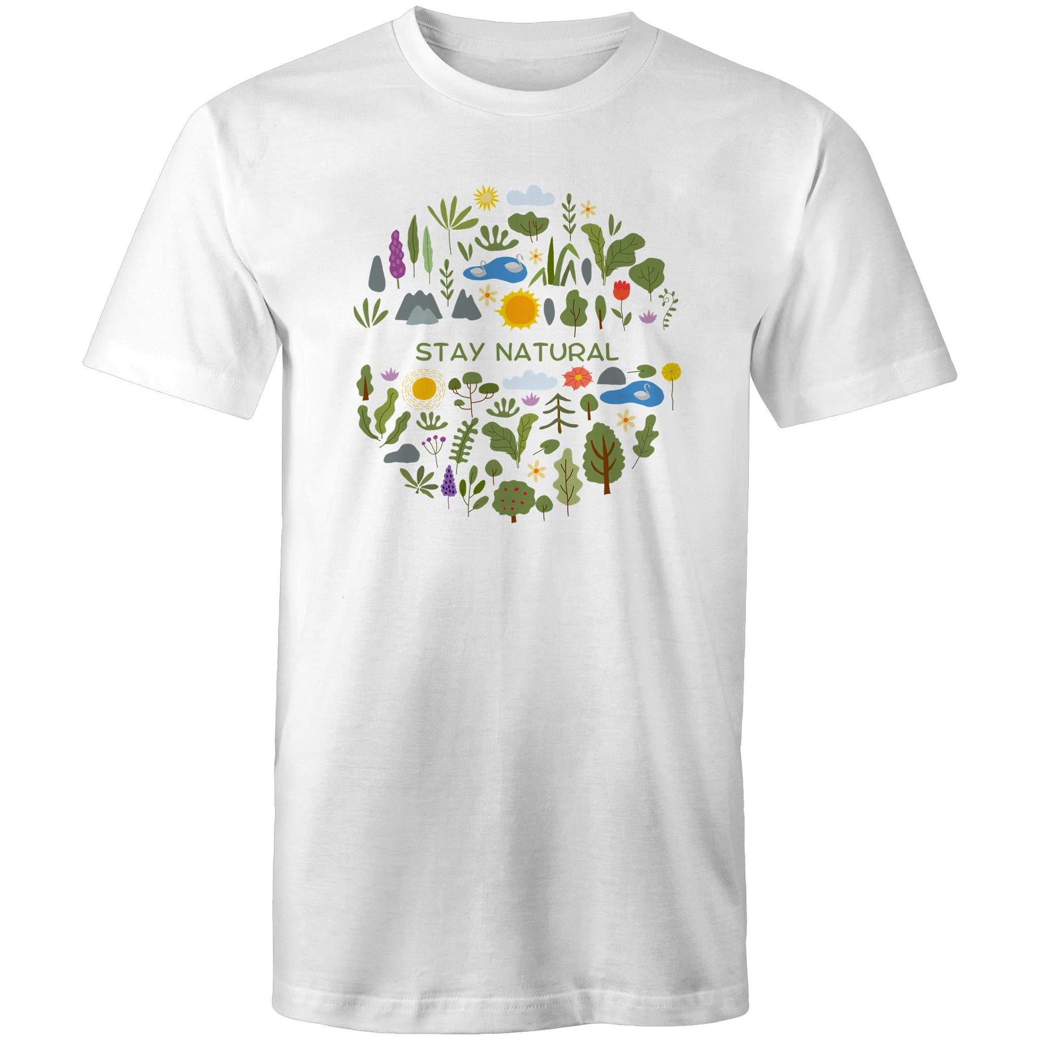 Stay Natural - Mens T-Shirt White Mens T-shirt Plants Printed In Australia