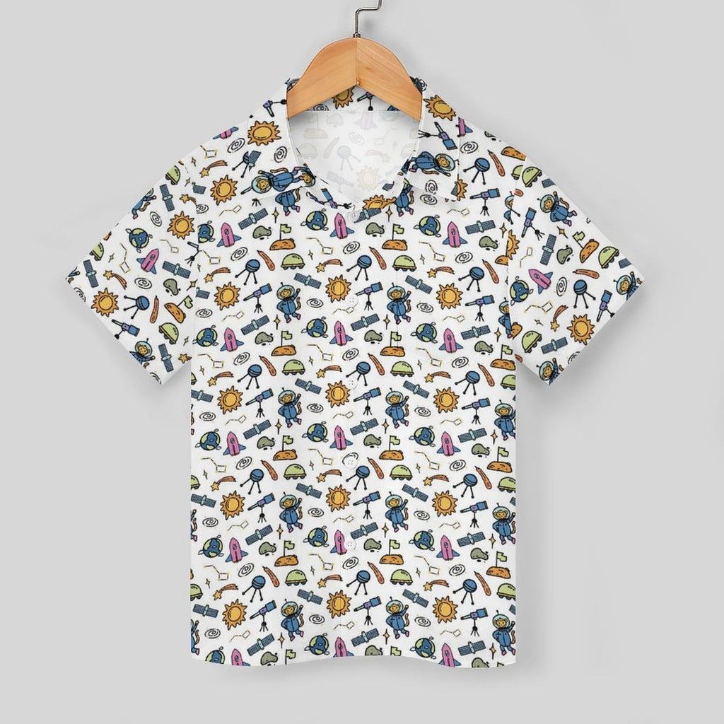 All About Space Kids Youth Short Sleeve Button Up Shirt