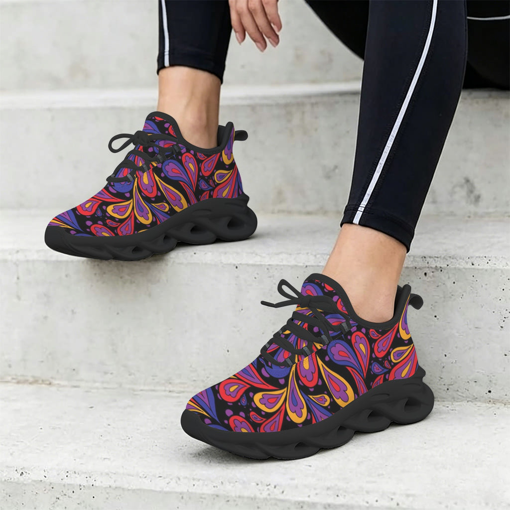 Paisley On Black Women's Twisted Sole Sneakers