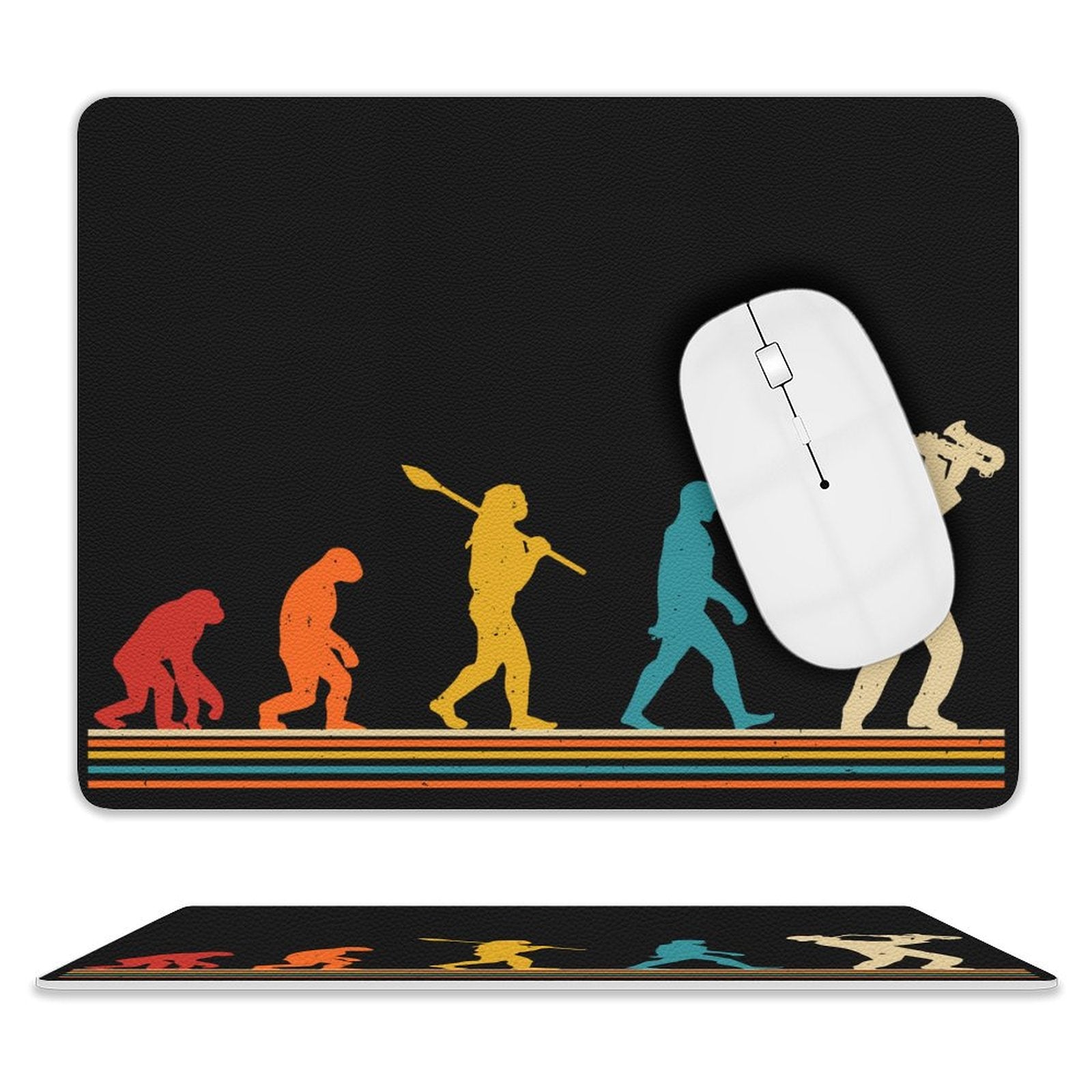 Evolution Of A Saxophone Player Leather Mouse Pad white One size Leather Mouse Pad Music Printed Offshore