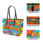 Comic Book 2 - Leather Tote Bag-Large