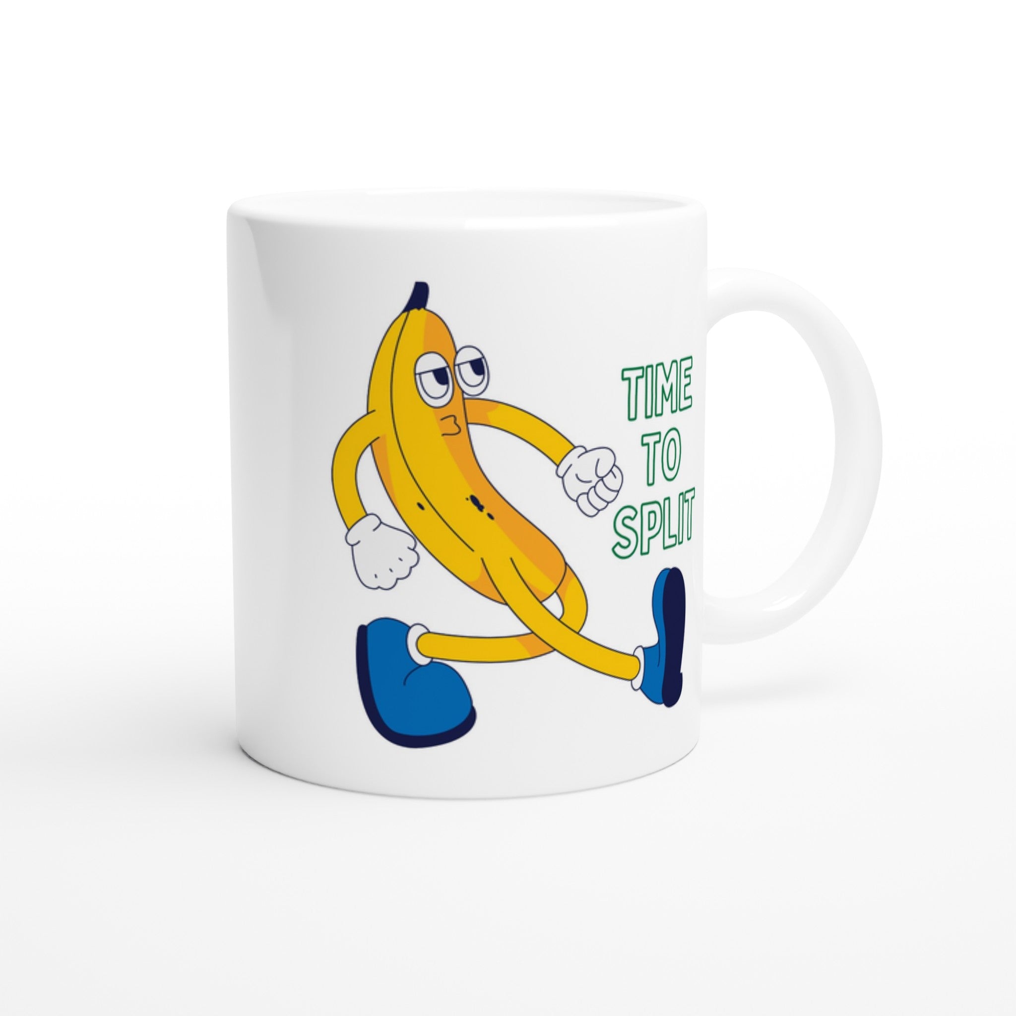 Banana, Time To Split - White 11oz Ceramic Mug White 11oz Mug food Funny Globally Fulfilled