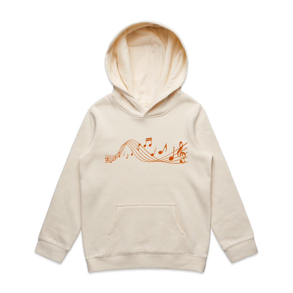 Music Notes - Kids Hoodie Ecru Kids Hoodie Printed In Australia