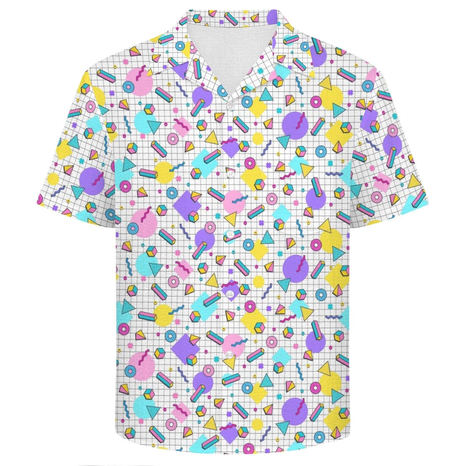 80's Grid Men's Crinkle Hawaiian Shirt