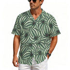 Stripy Leaves Men's Crinkle Hawaiian Shirt