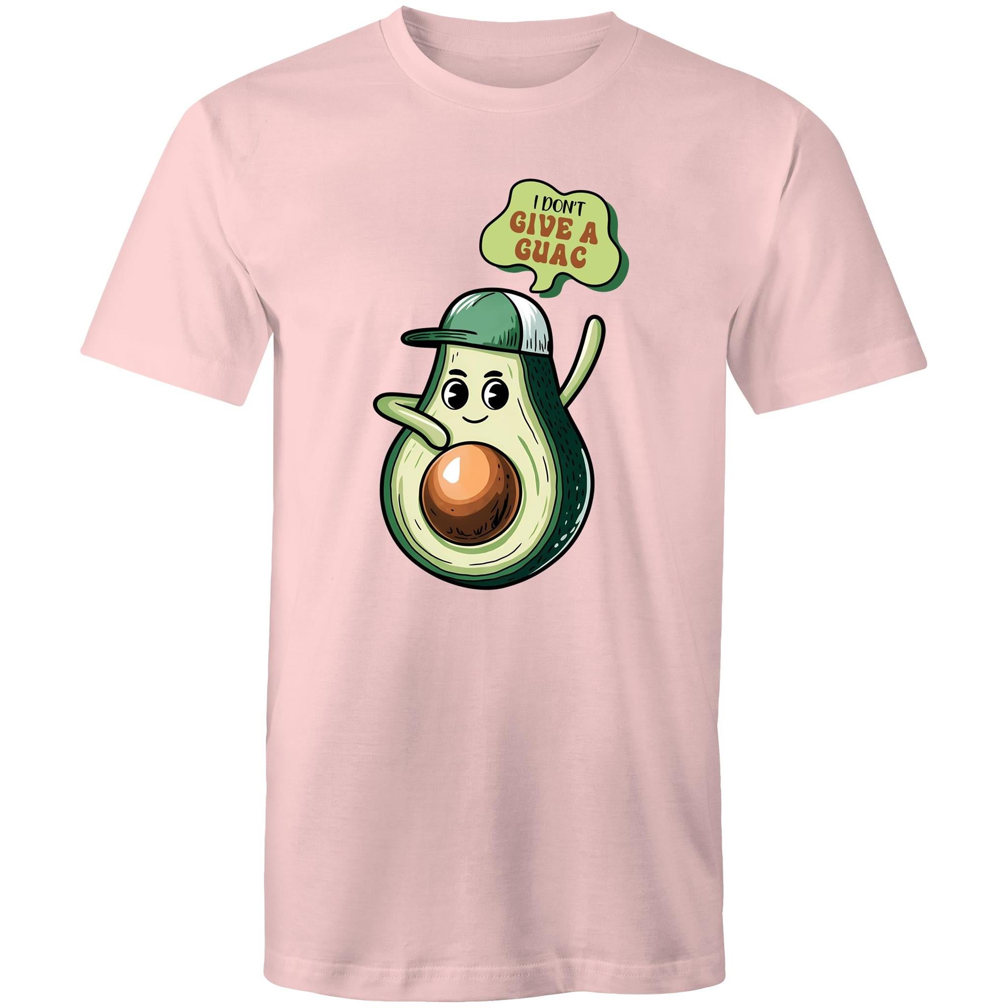 Avocado, I Don't Give A Guac - Mens T-Shirt Pink Mens T-shirt Food Printed In Australia