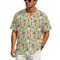 Tropical Flowers On White Men's Crinkle Hawaiian Shirt