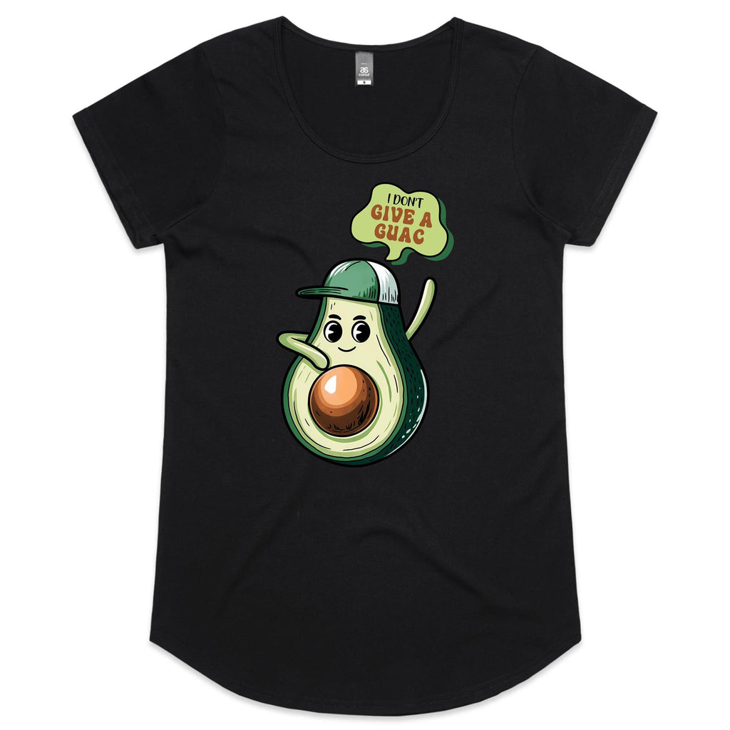 Avocado, I Don't Give A Guac - Womens Scoop Neck T-Shirt Black Womens Scoop Neck T-shirt Food Printed In Australia