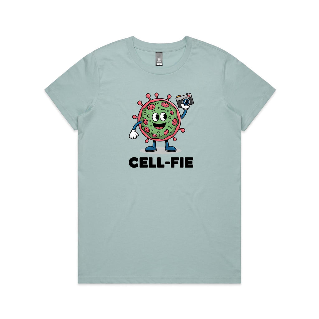 Cell-fie Cell Selfie Women's AS Colour Women's T-shirt Pale Blue Womens T-shirt Printed In Australia Science