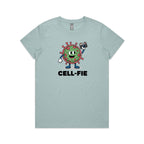 Cell-fie Cell Selfie Women's AS Colour Women's T-shirt Pale Blue Womens T-shirt Printed In Australia Science