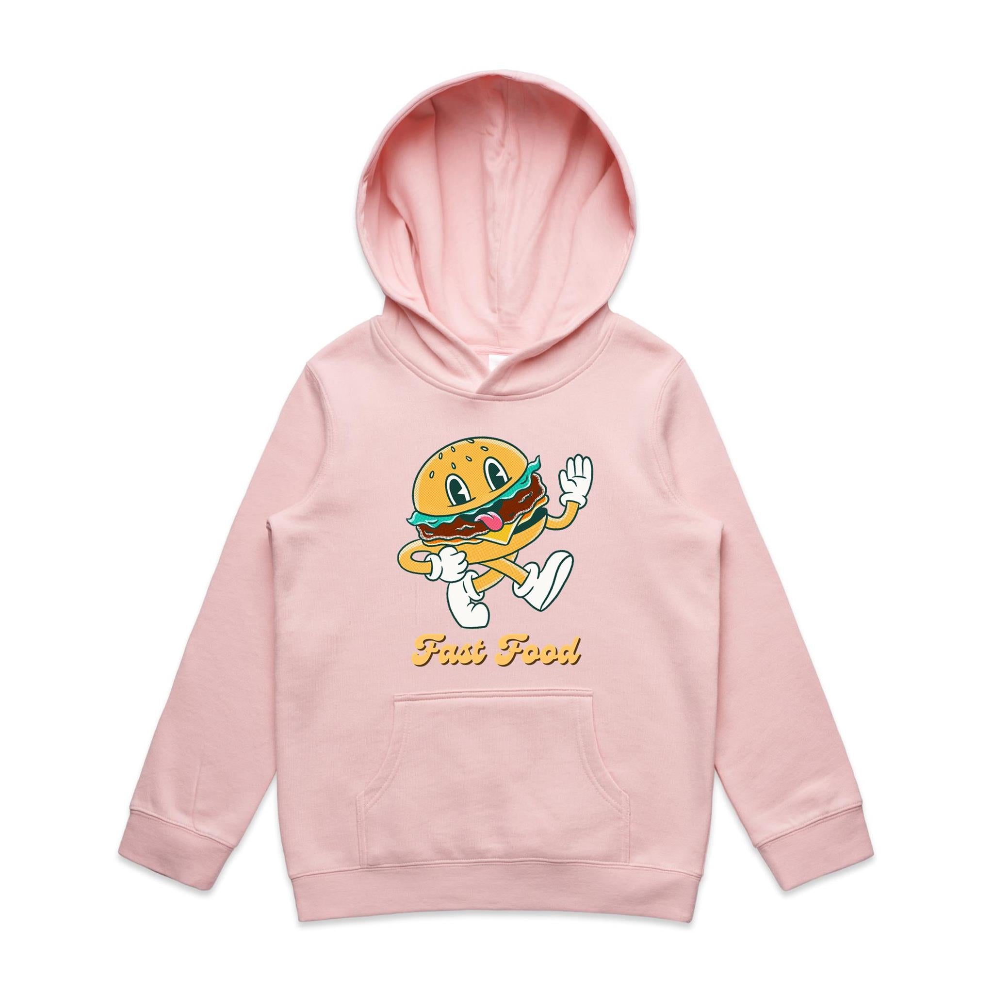 Fast Food - Kids Hoodie Pink Kids Hoodie Printed In Australia