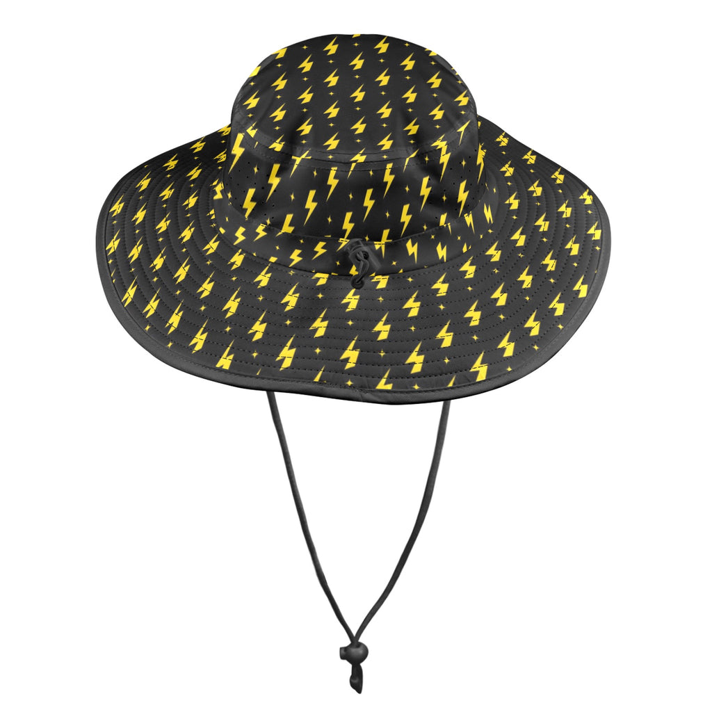 Yellow Lightning Wide Brim Bucket Hat Wide Brim Bucket Hat comic Printed Offshore