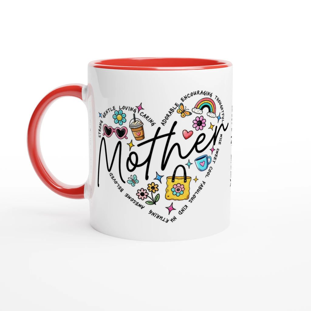 Personalised - Mother Heart Mug - 11oz Ceramic Mug Ceramic Red Personalised 11oz Mug customise Globally Fulfilled Mum personalise