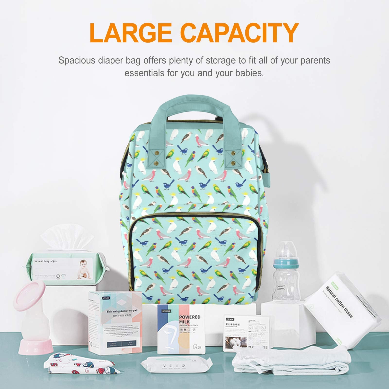 Australian Birds Multi-Function Backpack, Nappy / Diaper Bag Multi-function Backpack, Nappy / Diaper Bag animal Australia Birds Printed Offshore