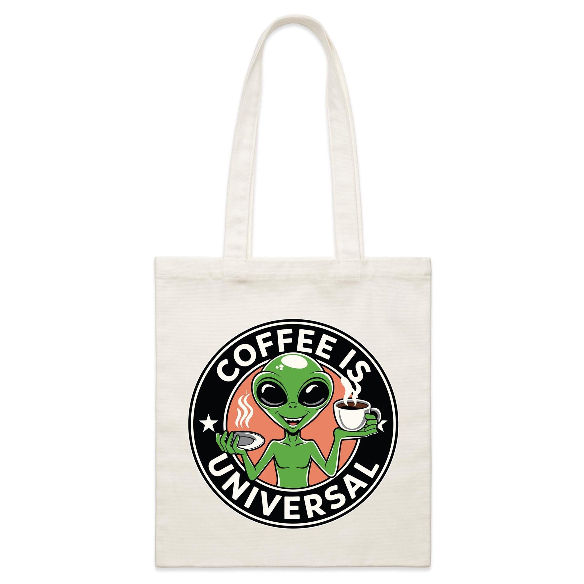 Coffee Is Universal - Parcel Canvas Tote Bag Default Title Small Tote Bag Coffee Printed In Australia Sci Fi