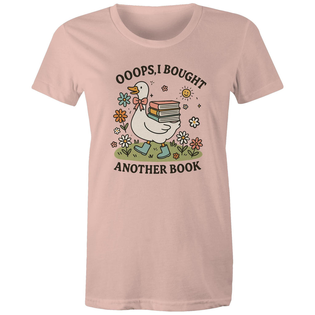 Oops, I Bought Another Book - Womens T-shirt Pale Pink Womens T-shirt animal Printed In Australia Reading