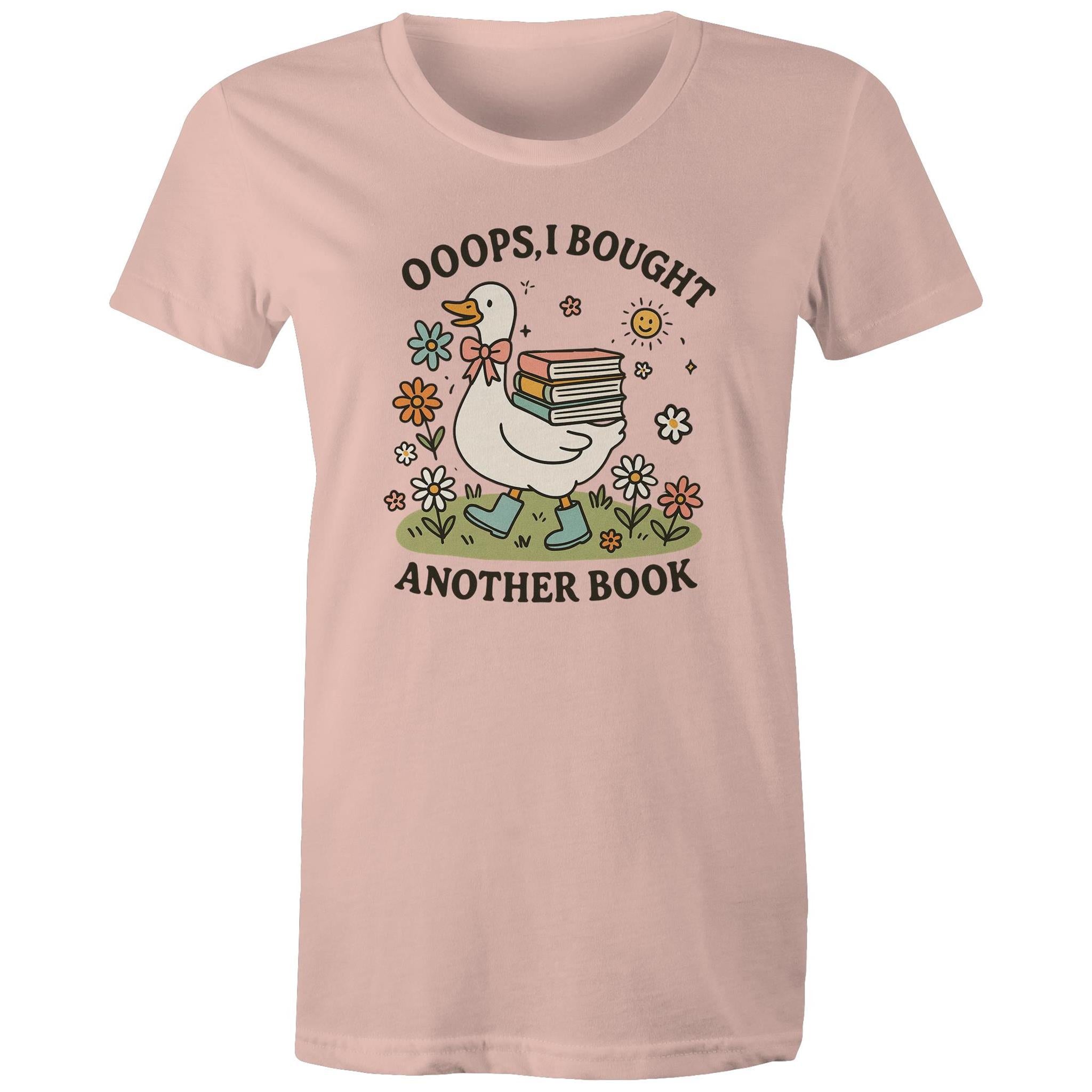 Oops, I Bought Another Book - Womens T-shirt Pale Pink Womens T-shirt animal Printed In Australia Reading