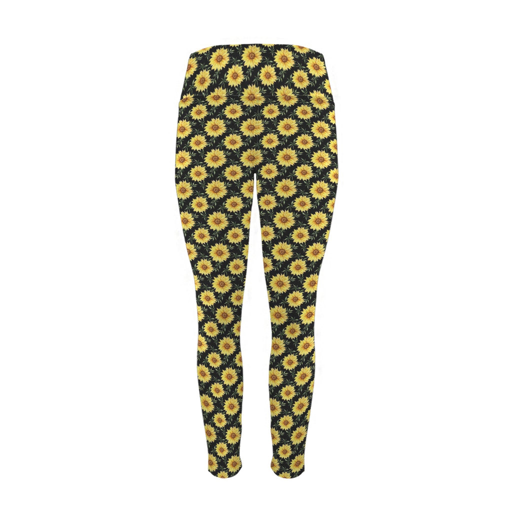 Painted Sunflower Women's High Waist Pockets Yoga Leggings Women's High Waist Pockets Yoga Leggings Plants Printed Offshore