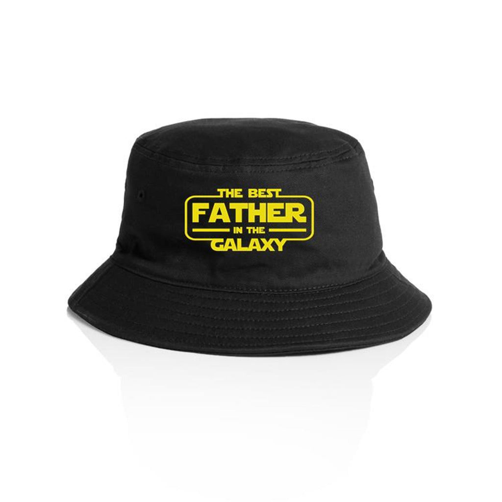 The Best Father In The Galaxy - AS Colour Bucket Hat Black One Size As Colour Bucket Hat Dad Printed In Australia Space