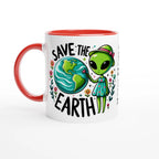 Personalised - Save The Earth, Alien - 11oz Ceramic Mug Ceramic Red Personalised Mug customise Environment Globally Fulfilled personalise Sci Fi