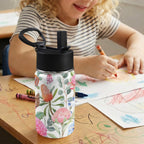 Australian Flowers 12oz Kids Water Bottle with Straw Lid