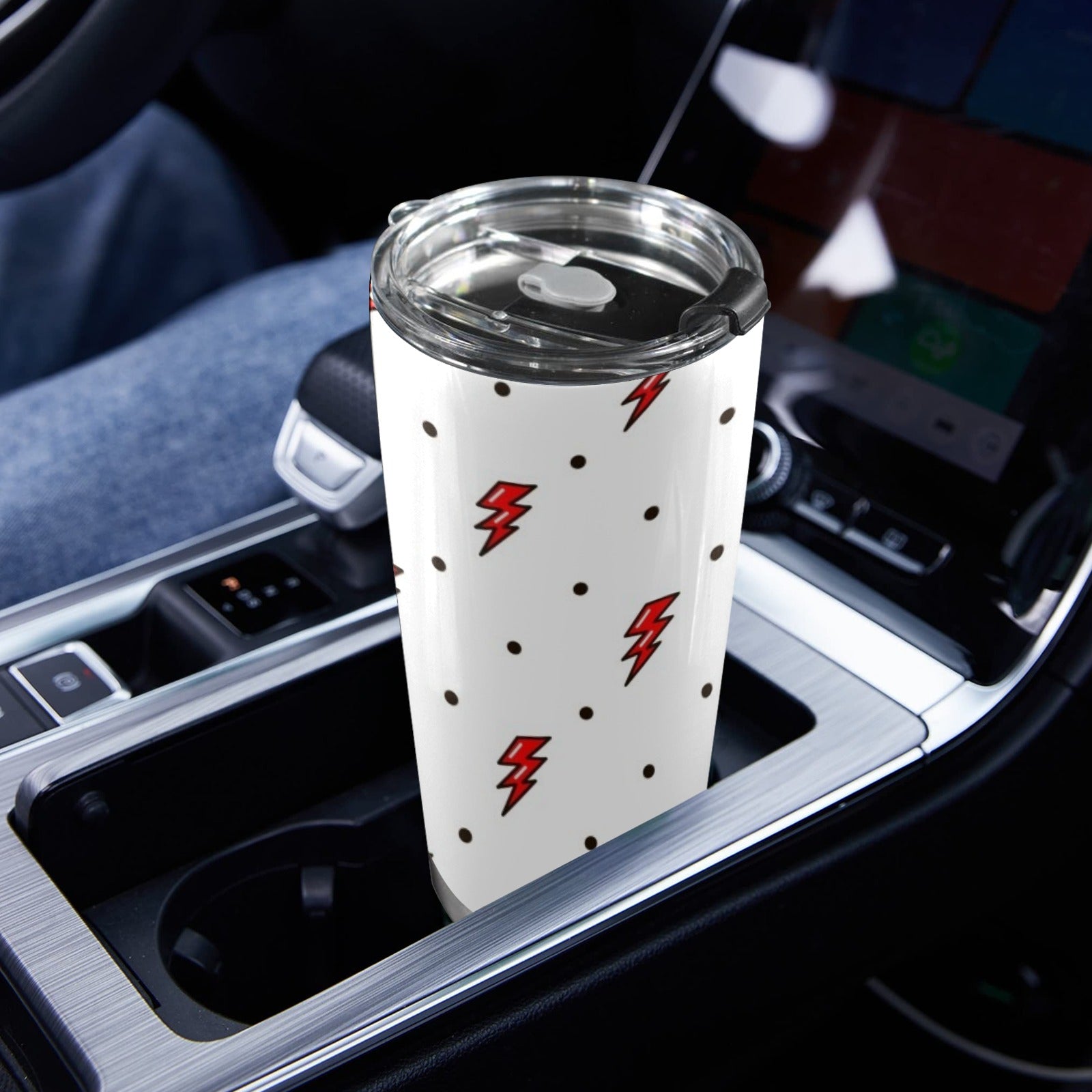 Red Lightning - 20oz Mobile Tumbler with Lid (Black Lock) 20oz Travel Mug comic Printed Offshore