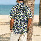 Rubber Ducks On Dark Men's Crinkle Hawaiian Shirt