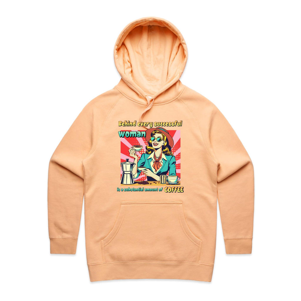 Retro Coffee Woman Women's AS Colour Hoodie Peach Womens Hoodie Coffee Printed In Australia Retro