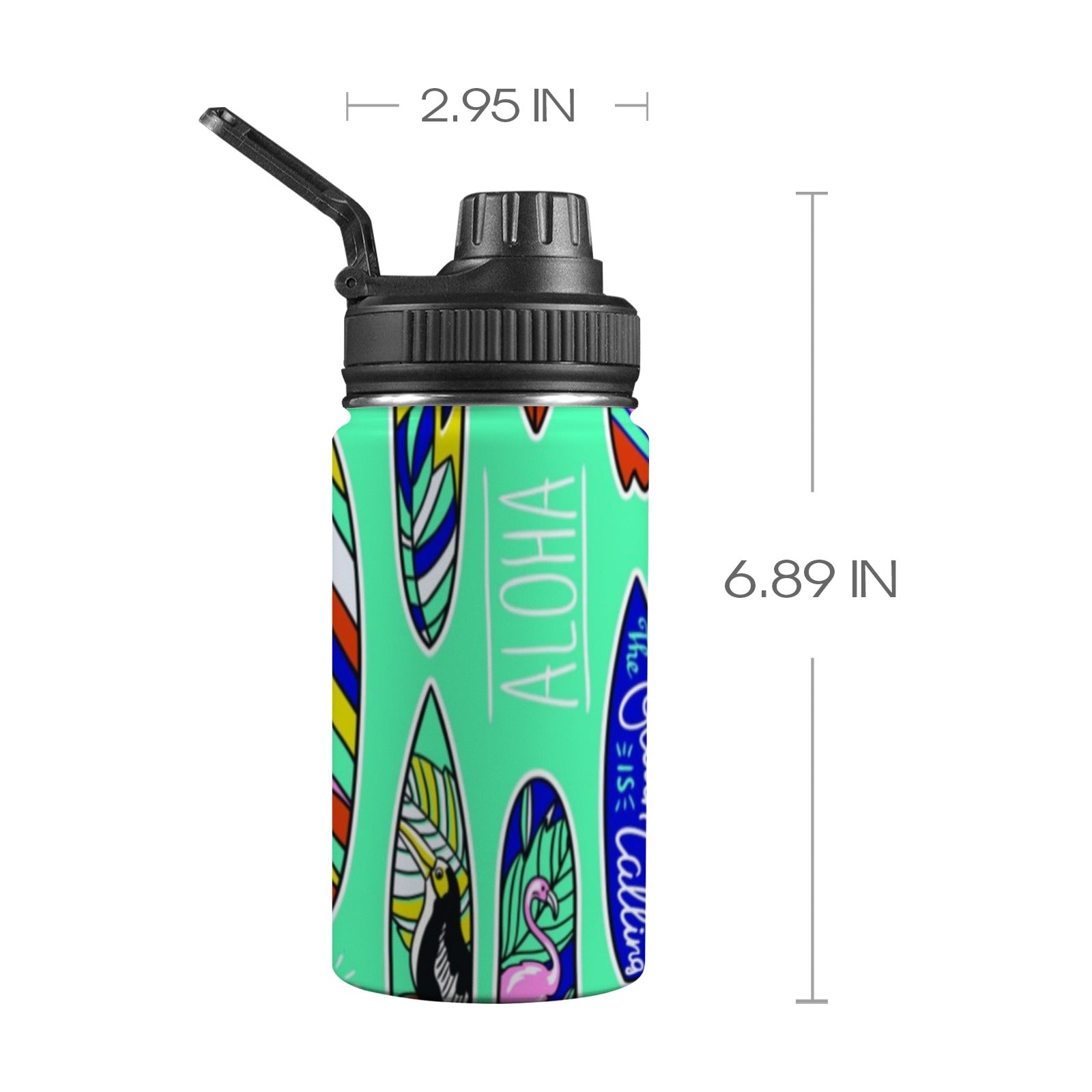 Surfboards Kids Water Bottle with Chug Lid (12 oz) One Size Kids Water Bottle with Chug Lid Printed Offshore Summer Surf