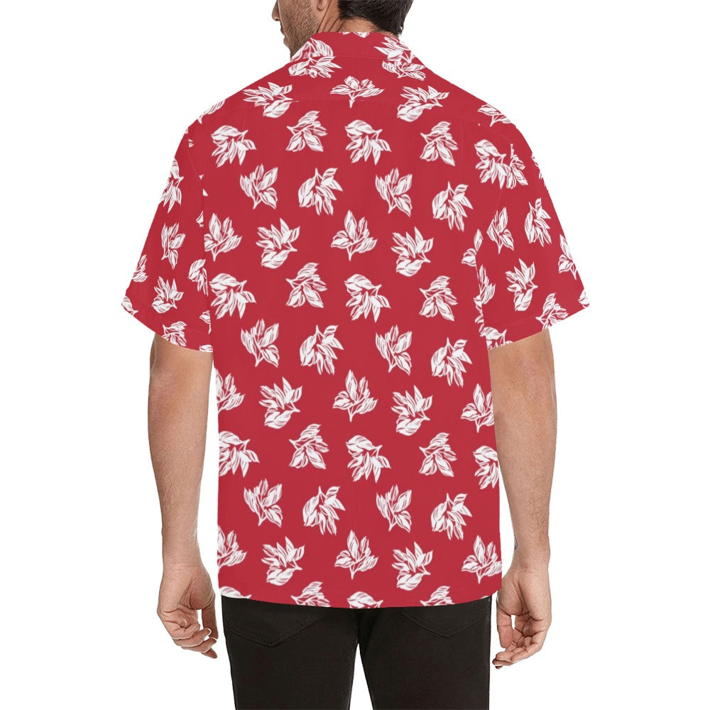 Red Retro Foliage, Hawaiian Flower - Mens Hawaiian Shirt