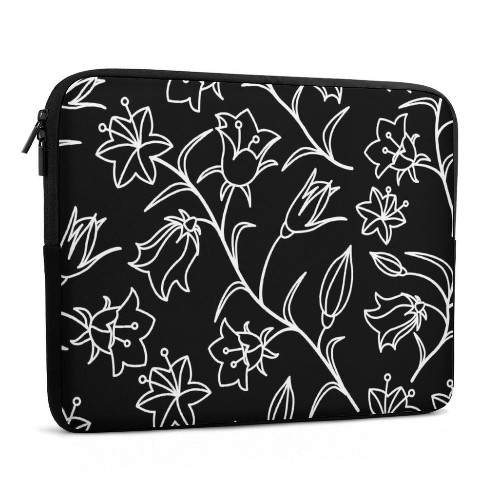 Black And White Floral Laptop Sleeve (Multiple Sizes) Laptop Sleeve Plants Printed Offshore