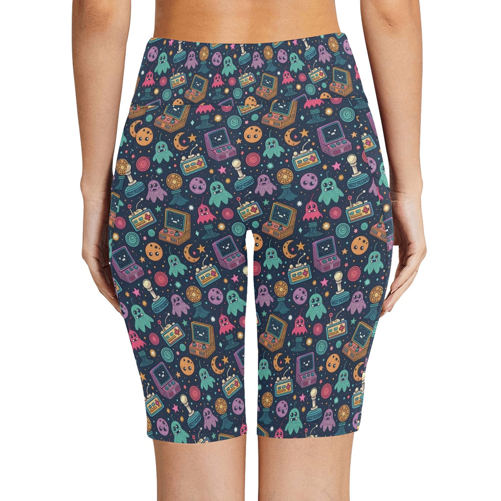 Space Arcade Women's Bike Shorts With Side Pockets