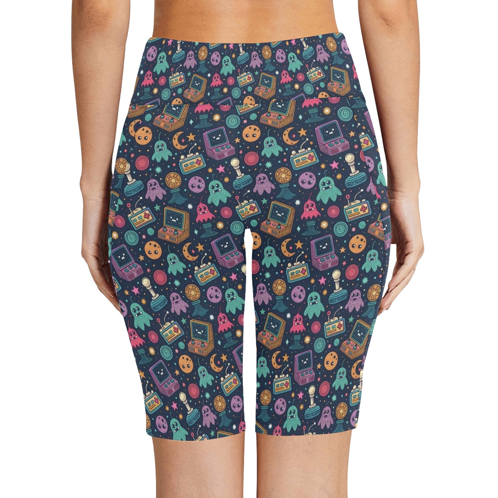 Space Arcade Women's Bike Shorts With Side Pockets