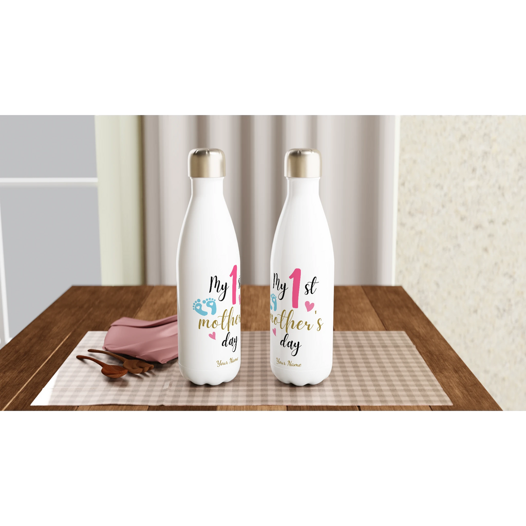 Personalised - My First Mother's Day - White 17oz Stainless Steel Water Bottle Personalised Water Bottle