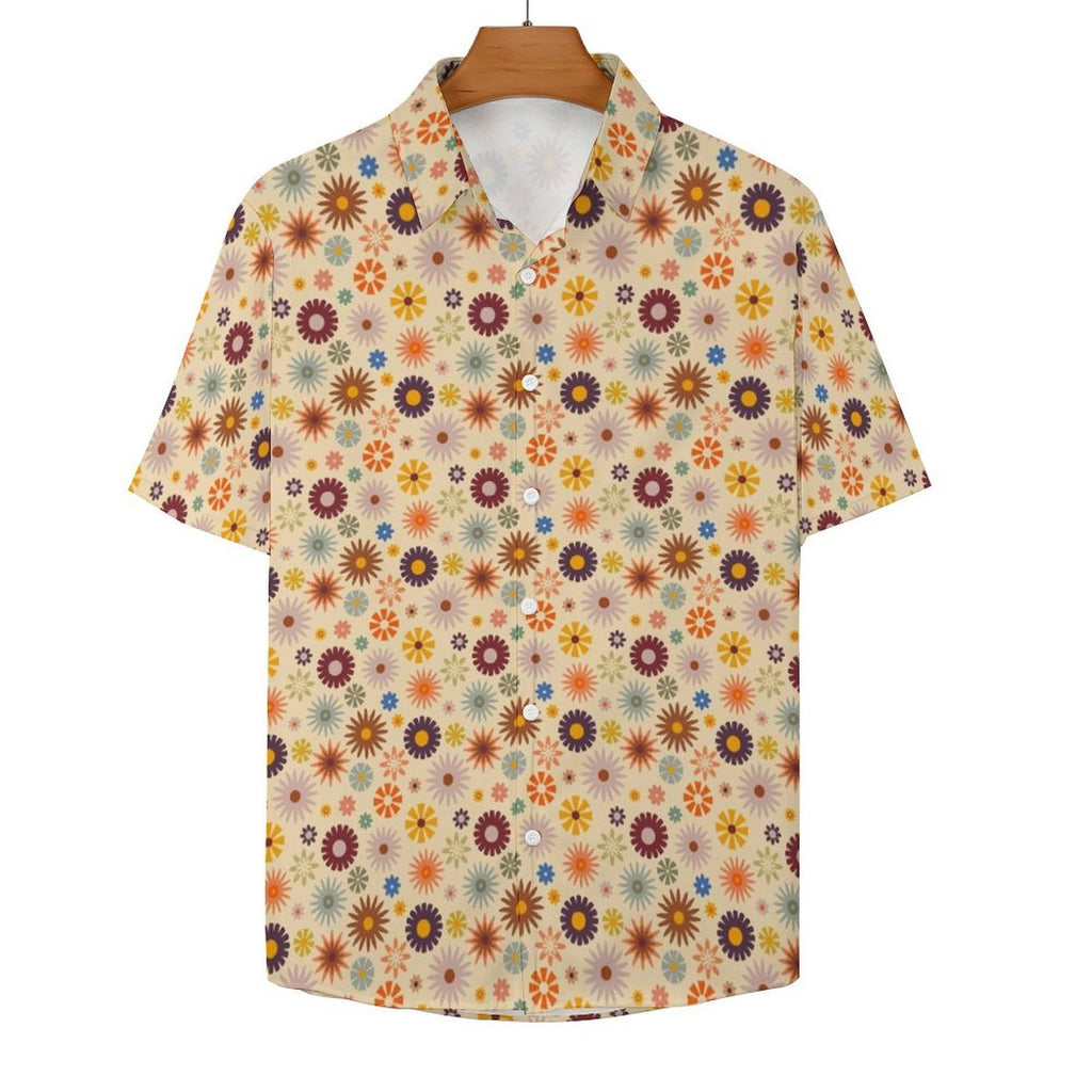 Abstract Floral Women's Collared Pocketless Short Sleeve Shirt