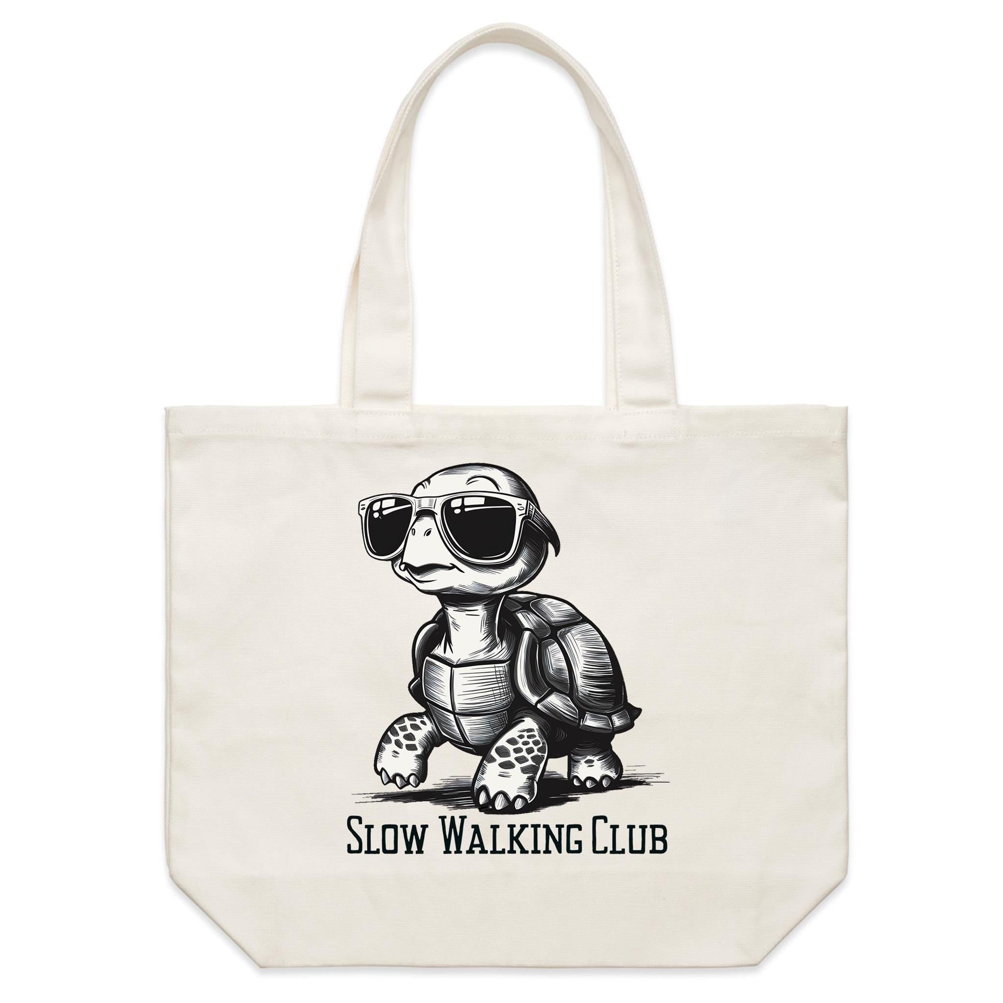 Slow Walking Club, Tortoise - Shoulder Canvas Tote Bag Default Title Large Tote Bag animal Fitness Printed In Australia