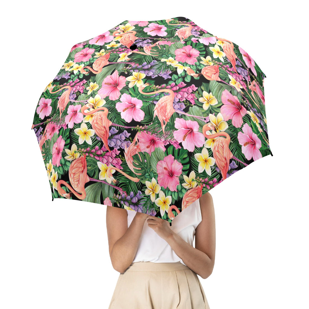 Flamingo Jungle - Semi-Automatic Foldable Umbrella (Model U12) Semi-Automatic Foldable Umbrella (U12)