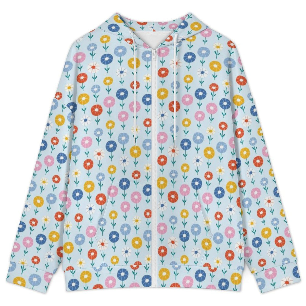 Abstract Cute Flowers Women's Full-Zip Hoodie