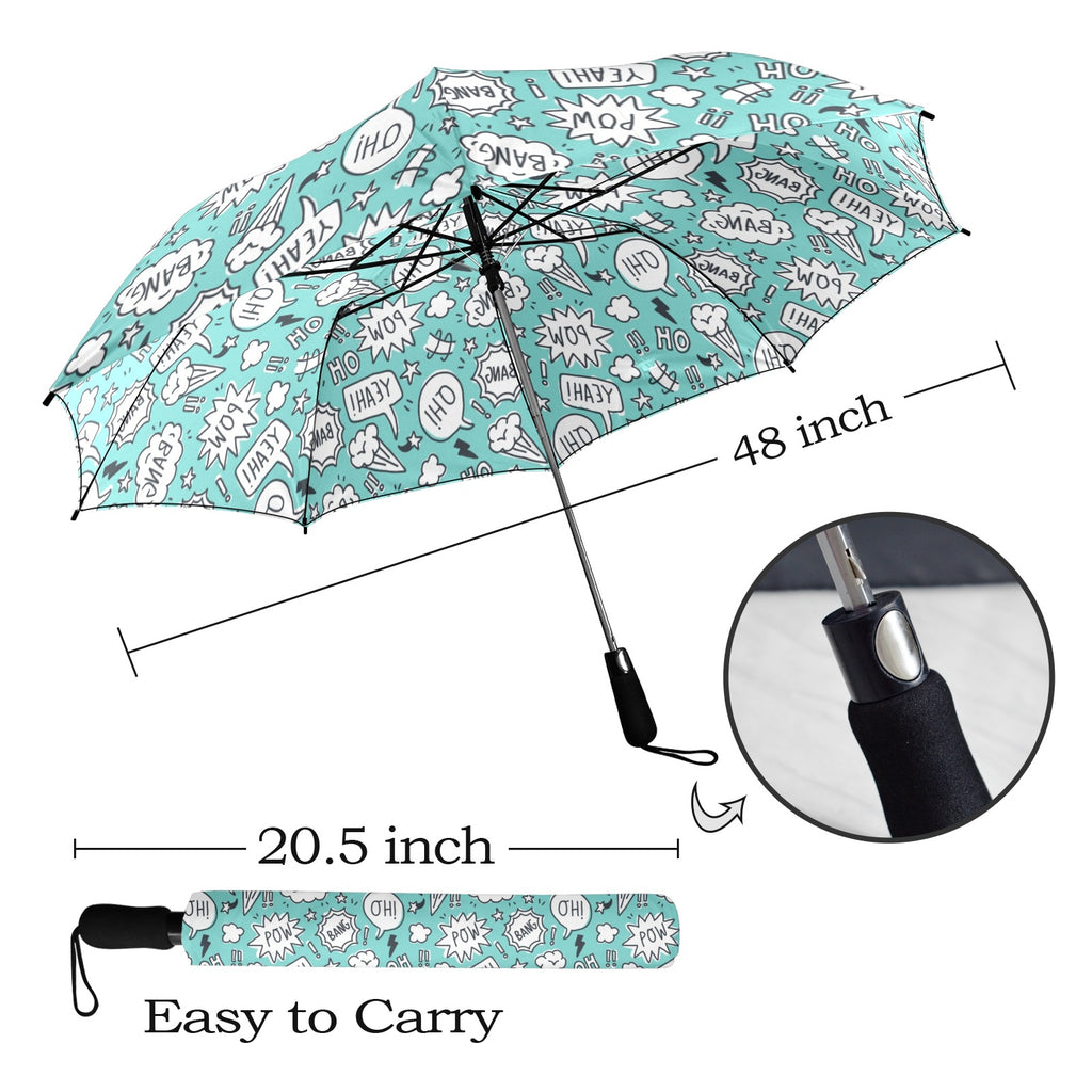 Comic Book Speech Bubbles - Semi-Automatic Foldable Umbrella (Model U12) Semi-Automatic Foldable Umbrella (U12)
