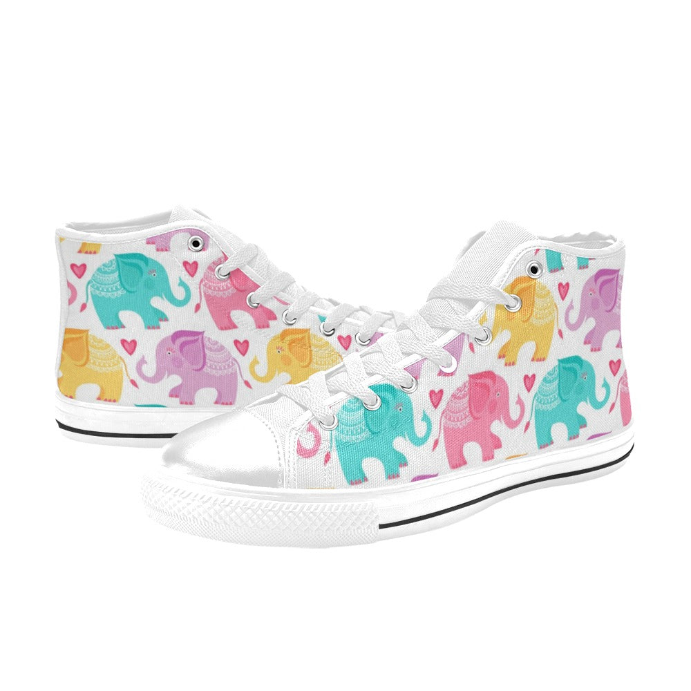 Elephant Dance - Kids High Top Canvas Shoes