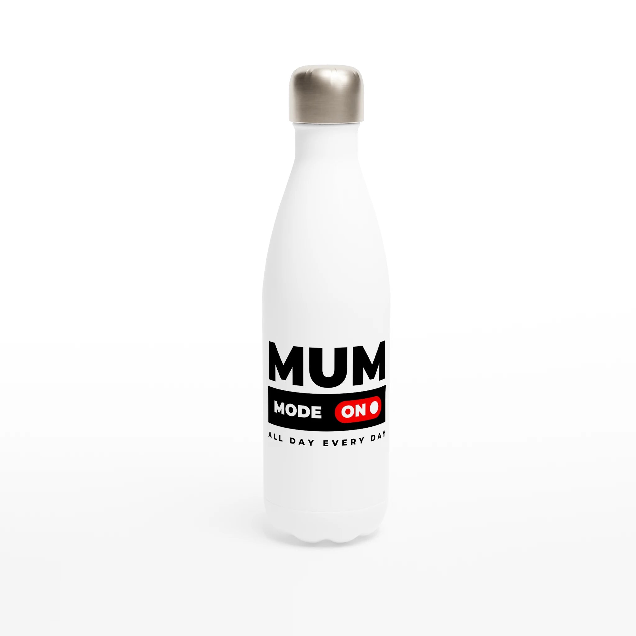 Mum Mode On - White 17oz Stainless Steel Water Bottle Default Title White Water Bottle Globally Fulfilled