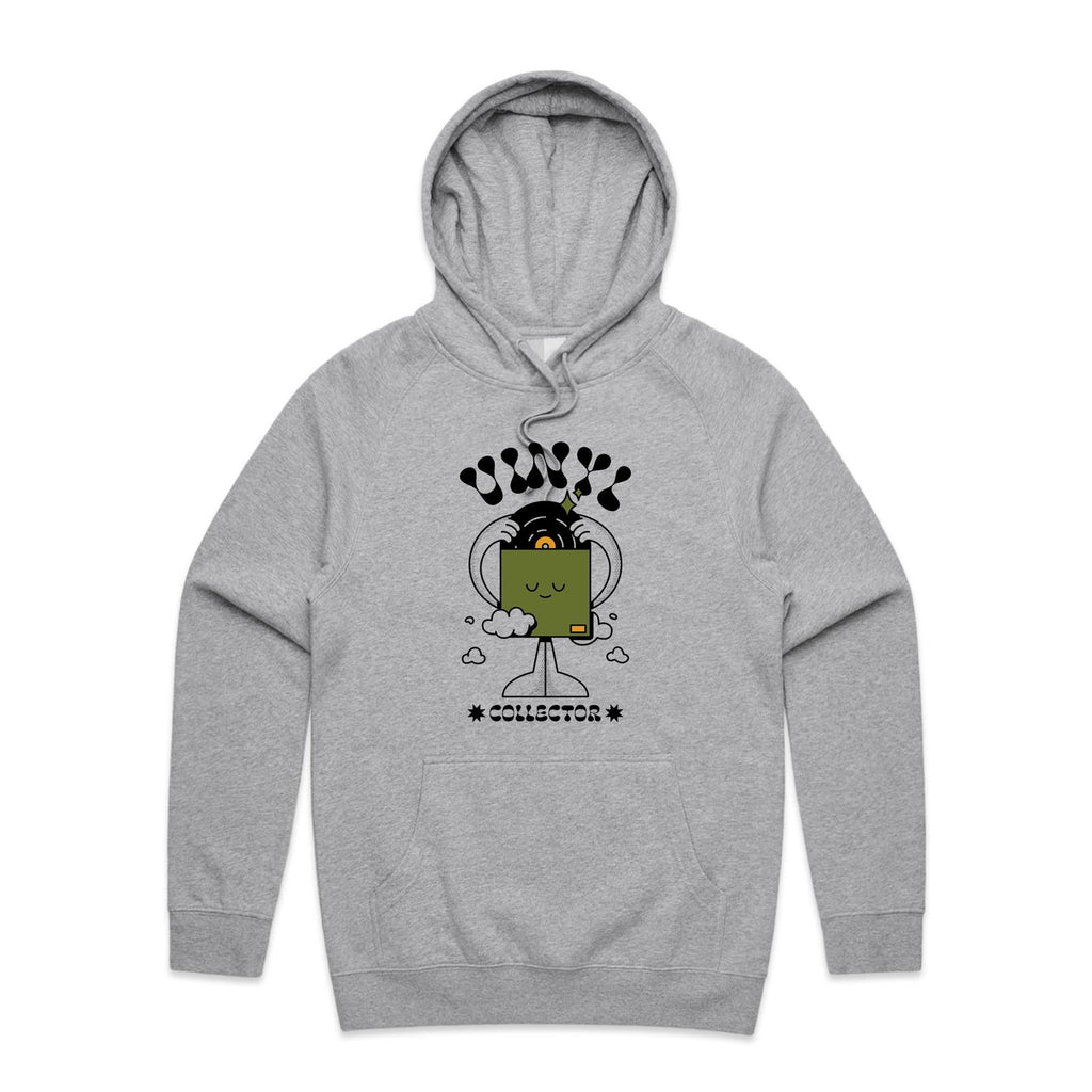 Vinyl Collector, Records - Mens Hoodie Grey Marle Mens Hoodie Music Printed In Australia Retro