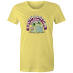 Fiction Addiction - Womens T-shirt Yellow Womens T-shirt Printed In Australia Reading