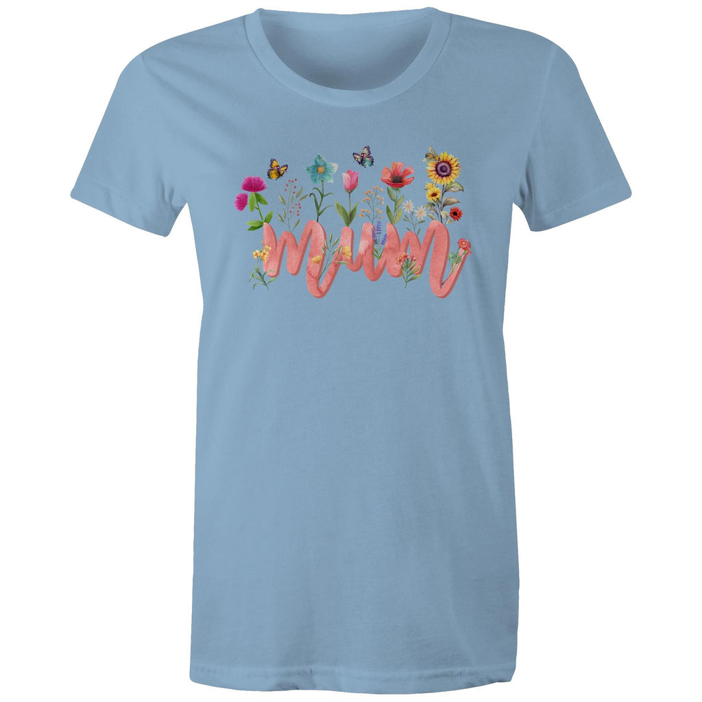 Mum, Flowers And Butterflies - Womens T-shirt