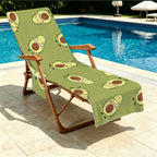 Avocado Characters Beach Chair Towel Cover with Side Pockets