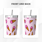 Pink Ice Cream Cones Small Stainless Steel Travel Mug Cup 12oz/350ml
