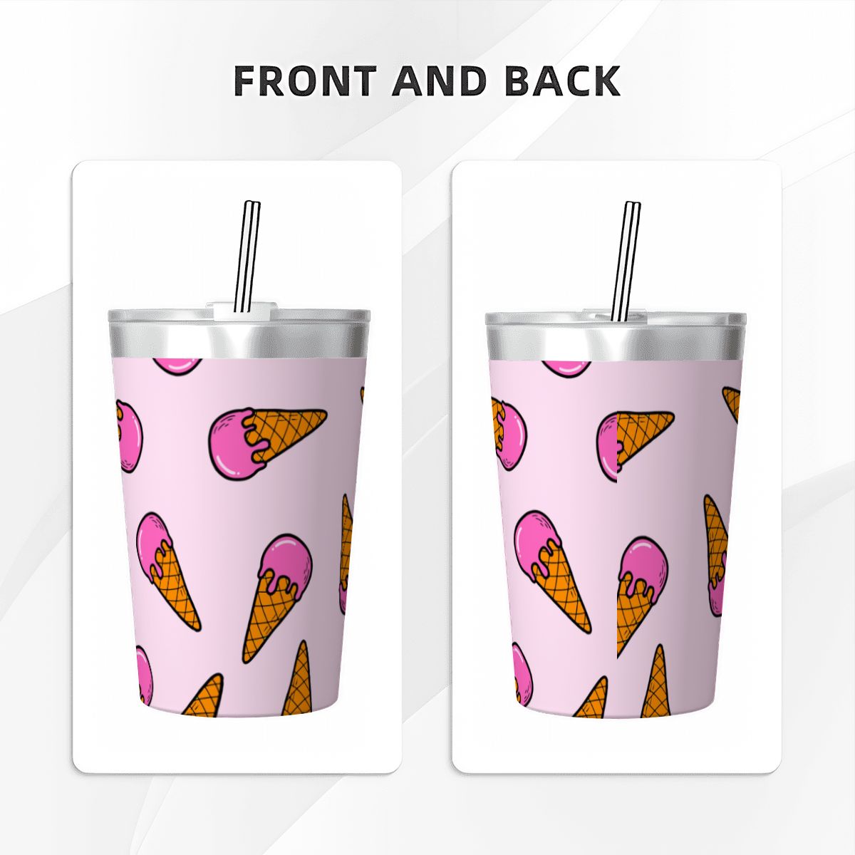 Pink Ice Cream Cones Small Stainless Steel Travel Mug Cup 12oz/350ml